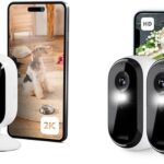 Arlo Essential 2 Indoor 2 K, WiFi Indoor Surveillance Camera for Pets, Night Vision, Secure Test Included, 2 White Camera + 2 Essential 2 HD Cameras White