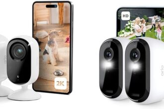 Arlo Essential 2 Indoor 2 K, WiFi Indoor Surveillance Camera for Pets, Night Vision, Secure Test Included, 2 White Camera + 2 Essential 2 HD Cameras White