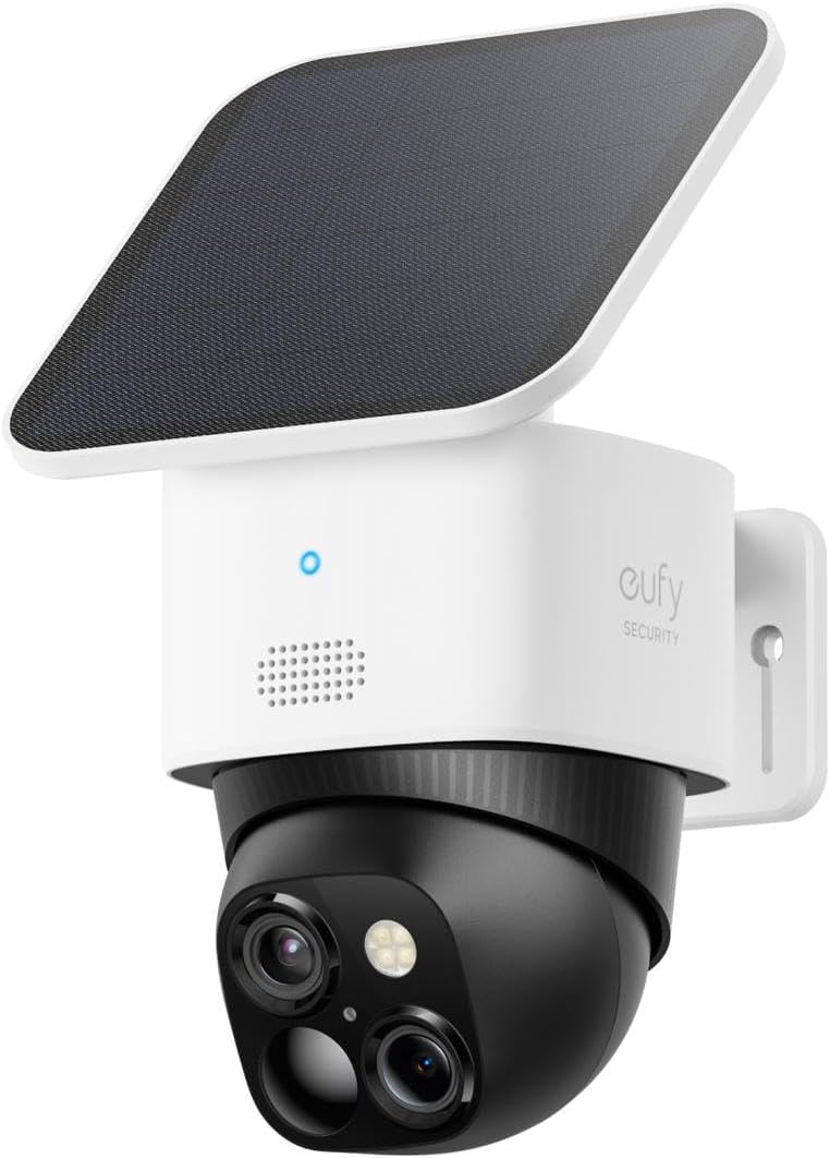 eufy Security SoloCamS340 Solar Security Camera, Wireless Outdoor WiFi Surveillance Camera, 360° Surveillance 3K, No Blind Spot, Wi-FI 2.4 GHz, No Monthly Fee, Compatible HomeBase 3