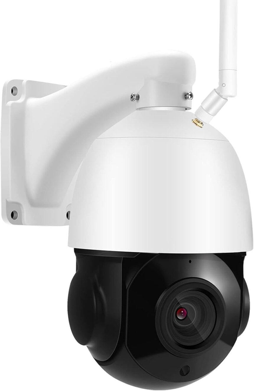 Jings Wireless Outdoor Camera, PTZ WiFi IP Camera with 30X 5MP Ultra HD Optical Zoom, Automatic Motion Detection, Wireless Cameras for Home Security