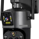 Surveillance Camera, Outdoor 8K Camera, 20X Zoom, Four Lenses, Dual Screen, PTZ Security Camera, CCTV Monitor, Auto Tracking for Home Security (8K 20xZoom Add