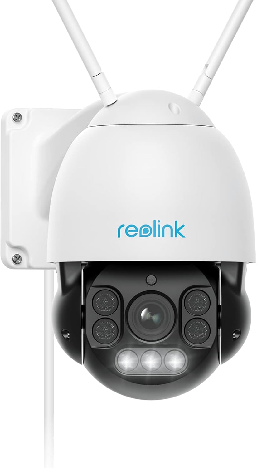 Reolink 5MP PTZ Outdoor WiFi IP Surveillance Camera, 5X Optical Zoom, Automatic Tracking, Night Vision in Colour 60m, 2.4/5GHz Two-Way Audio Intelligent Detection, IP66, RLC-523WA