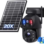 SHIWOJIA 20X Zoom 4G Outdoor Camera 360° PTZ Solar SIM Camera with Dual Lens, Rechargeable Battery, Color Night Vision, PIR Intelligent Detection