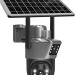 Outdoor Security IP Camera, 8MP 4K WiFi Outdoor Solar Camera 4G SIM Wireless Surveillance Camera with Solar Panel Dual Lens PTZ IP Cam Security Protection HD Images ( Size: