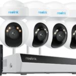 Reolink 4K PT Outdoor WiFi 6 Surveillance Camera Kit, 4 WiFi Cameras with 355° Pan & 50° Incline, Auto Tracking, Intelligent Detection, Night Vision, NVR 12CH WiFi 2TB HDD, RLK12-800WPT4