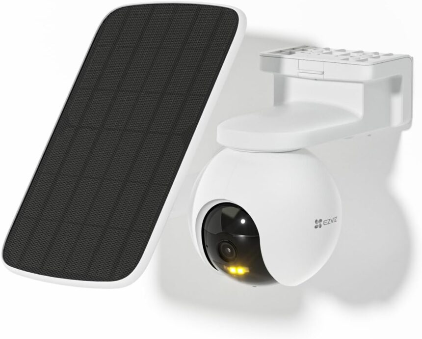 EZVIZ CB8 KIT 2K Wireless Outdoor WiFi Surveillance Camera, Solar, 10400mAh Battery, Intelligent Tracking, Person Detection, Night Vision, Color Vision, Two-Way Audio, Siren, Type C