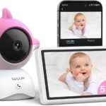 WUUK 2K/3MP 5.5 Inch Baby Monitor Camera, Video Baby Monitoring 360° PTZ with App, Motion Alert/Scream/Temperature and Humidity Alert, Ultra HD Night Vision, 3700 mAh Battery, Ultra Wide Angle 135°