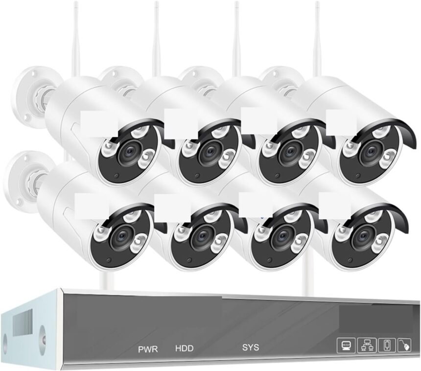 Système de caméra de sécurité à domicile H.265 système de vidéosurveillance sans fil 8CH 1080P NVR 2MP extérieur étanche Wifi IP caméra de sécurité Audio vidéo Kit de Surveillance ( Size : None , Colo