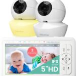 Babysense Baby Monitor HD Video Monitor - 5" Split Screen Baby Monitor with 2 720P Cameras, Two-Way Audio Talk, Long Range, Adjustable Nightlight, Night Vision, Lullabies