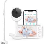 Netvue 1080P Baby Camera with Support 4 in 1, Enhanced 5000 mAh WLAN-free Babyphone, 5 Inch Wireless Baby Camera with Night Vision, App, Two-Way Audio, Crying Detection, VOX Mode