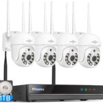Hiseeu 5MP PTZ WiFi Surveillance Camera Kit, 10CH 1TB HDD 5MP NVR with 4X5MP PTZ Camera, Night Vision, Motion Detection Sound Alarm Audio 2 Way Remote Access