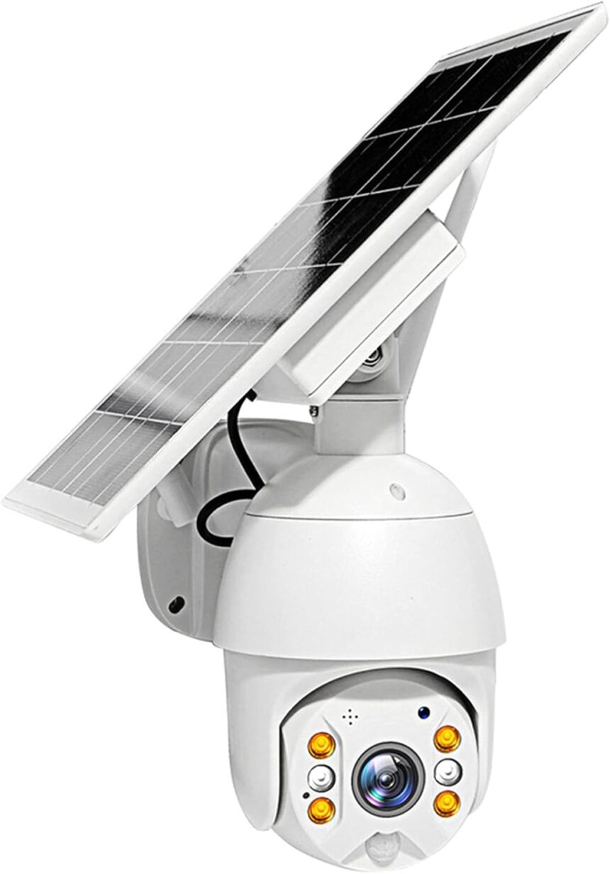 ZJ WiFi Solar IP Camera 1080P 8W Audio Two-Way PTZ Rotation Camera Metal Security Camera Wireless PTZ Camera CCTV Camera PIR Alarm Camera (Colour: WiFi 32G RAM)