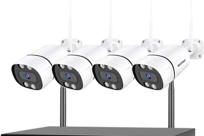 BEZOMIZ Outdoor WiFi Surveillance Camera Kit, 3K 8CH NVR and 4pcs HD Video Surveillance with Two-Way Audio, Motion and Face Detection, Night Vision, E-Mail Alert, 24/7, IP66(4PCS)
