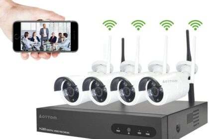 Aottom 8CH 720P WiFi System Video Surveillance Wireless Security Kit, 8CH NVR+ 4 x 1MP Camera, Night Vision, Motion Detection, P2P (No HDD)