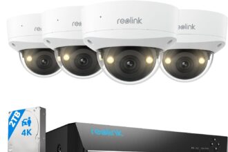 Reolink 4K PoE Surveillance Camera Kit IK10 Vandal Proof NVR 8CH with 2TB Hard Drive, Colour Night Vision, Person/Vehicle/Animal Detection, Two-Way Audio, IP67 Resistant, RLK8-800V4