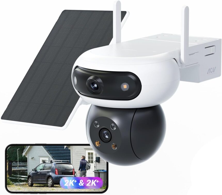 EZVIZ 8MP (4MP+4MP) Wireless Dual Lens Motorized WiFi Surveillance Camera, Solar Outdoor Camera, Always-on Mode, Person/Vehicle Detection, CB90 Dual+8W Solar Panel