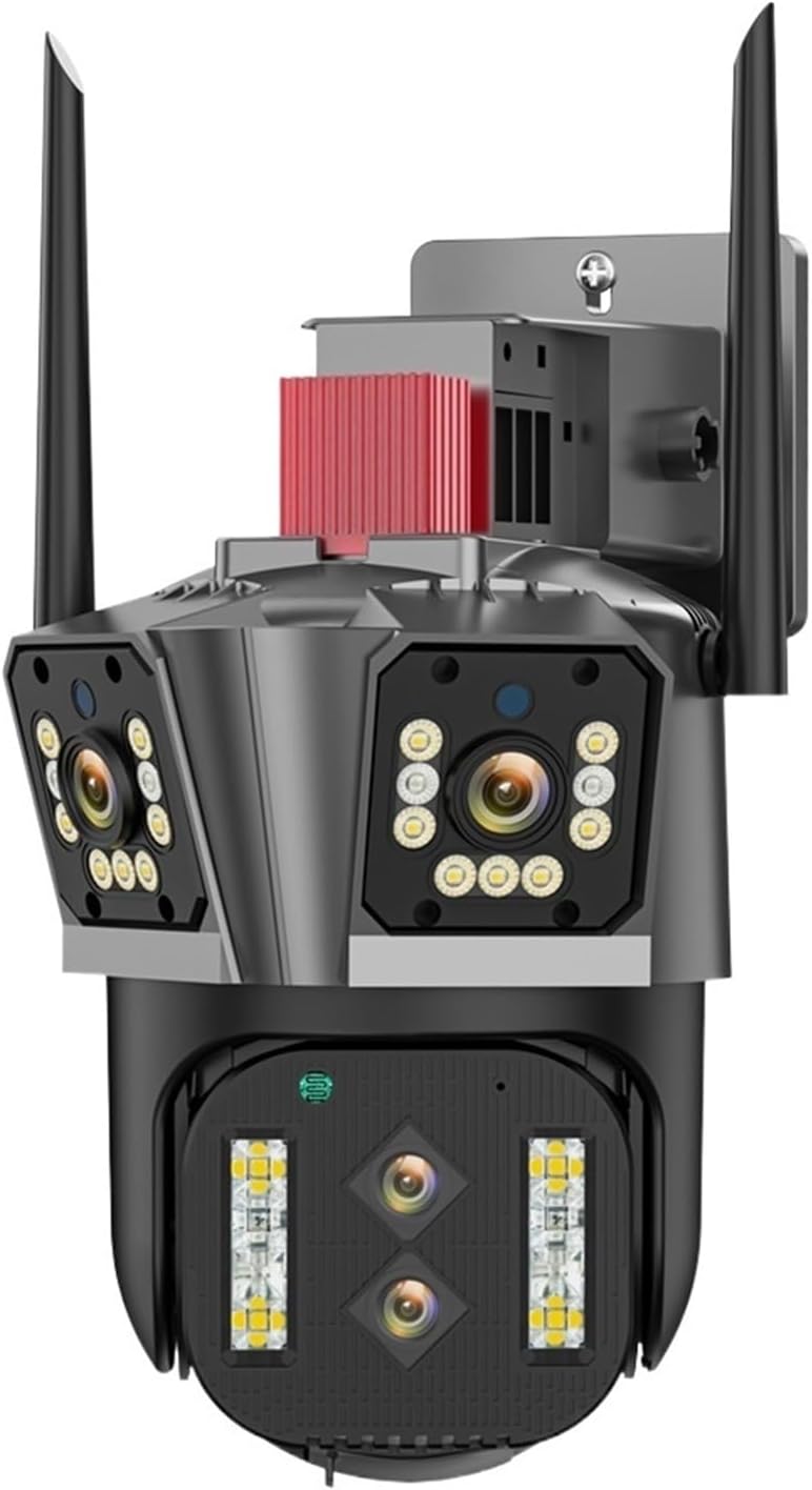 Wide Angle Security Camera, 6K HD Outdoor WiFi IP Camera, 10X Zoom, PTZ, Four Lenses, Three Dual Screen, 5K, 12mp, 16mp, Auto Tracking, CCTV with Amplifi Design