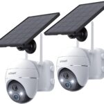 ieGeek 2K Solar Camera, IP Camera Battery, Night Vision, PIR Motion Detection, Alarm Siren, Two-Way Audio, 2 Pieces