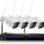REIGY 3MP Outdoor WiFi Surveillance System with Spotlight, Video Surveillance Camera Kit 10CH 5MP NVR + 4X 1296P Camera, Two-Way Audio Night Vision Colorful Waterproof No HDD