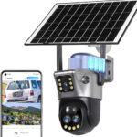 2K Wireless Outdoor WiFi Surveillance Camera – 360° PTZ Outdoor Camera Wireless Solar Night Vision Colour Human Detection PIR Two-Way Audio, IP66 (10x Zoom in 4G Version)