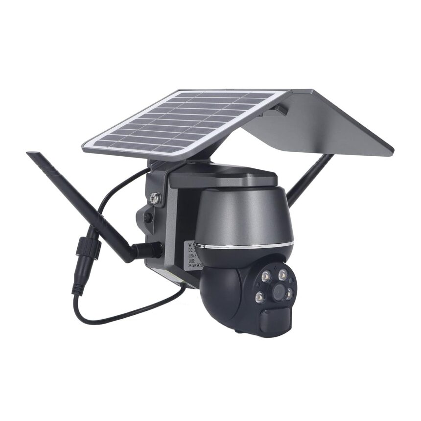 Odorkle Solar Security Camera 1080P Outdoor Wireless Solar Power PTZ Camera 3MP Panoramic Tilt Security Camera with Rechargeable Battery, Motion Detection (4G EU)