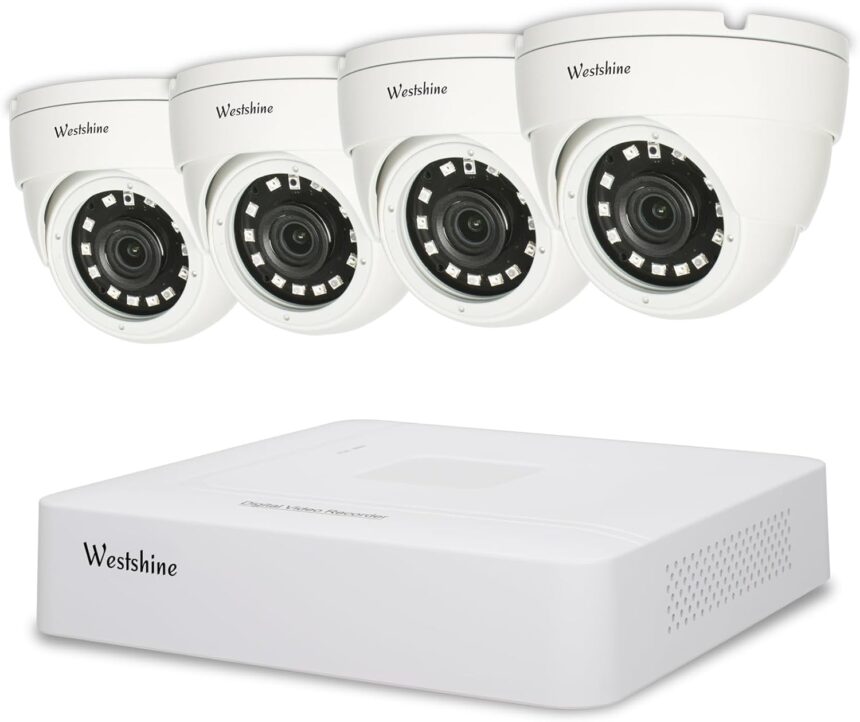 Westshine IP Security Camera System,4K 10CH NVR and 4pcs 1080P Dome Wired CCTV Cameras,POE NVR Home Surveillance Kit,Smart Motion Detection,Remote Access,Hard Drive Not Include