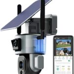 Outdoor Security Camera 8MP 4G Wireless Solar Camera 4K Dual Lens 4X 10X Solar Panel Human Detection PTZ Solar Surveillance Camera Outdoor Home Driveway Hallway (Wifi 10X
