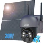 Xega 4G LTE Solar Surveillance Camera with SIM Card 20 W Solar Panel, 24/7 Continuous Recording, 20,000 mAh Battery, 2K Outdoor Wireless Camera, Night Vision, Motion Detection, IP66
