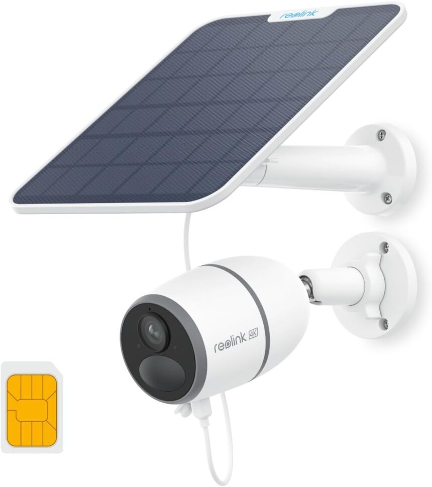 Reolink 4K Outdoor 4G Solar Camera with SIM Card, Battery, Person/Vehicle/Animal Detection, Night Vision, Two-Way Audio, Local & Cloud Storage, Go Ultra+Solar Panel