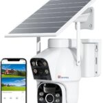 Ctronics 4G LTE Wireless Dual Lens Outdoor Surveillance Camera, 15600mAh Battery 8W Solar Panel Camera with SIM Card Night Vision Color PIR Detection PC/Cloud/IP66-NO WiFi (White)