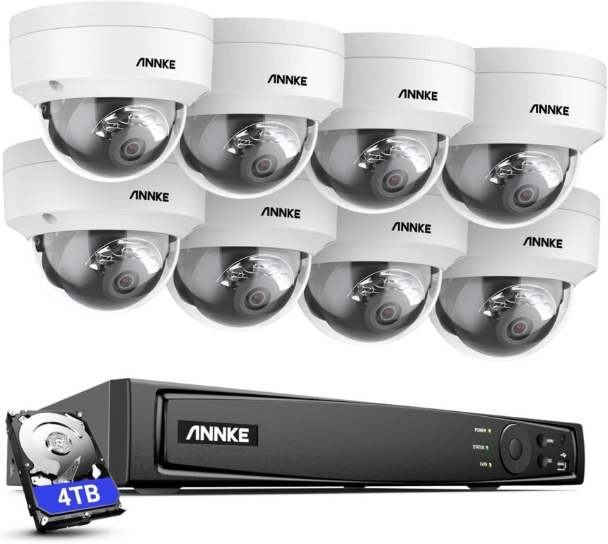 ANNKE H800 4K 16CH PoE Wired Surveillance Kit with Audio and 8X 8MP IP67 Waterproof PoE IP Camera, IK10 Vandal Proof, 3TB for Indoor 24/7 Recording, Night Vision 30m