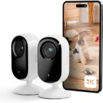 Arlo Essential 2 Indoor 2K Indoor WiFi Pet Surveillance Camera, Night Vision, Two-Way Audio, with Lens Shutter, Arlo Secure Test Included, 2 White Camera