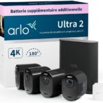 Arlo Ultra 2 Wireless Outdoor WiFi Surveillance Camera, 4K UHD, 180° Night Vision, Siren, Motion Detection, Two-Way Audio, SmartHub Included, Includes 90 Jrs Arlo Secure, 4 Cameras Black