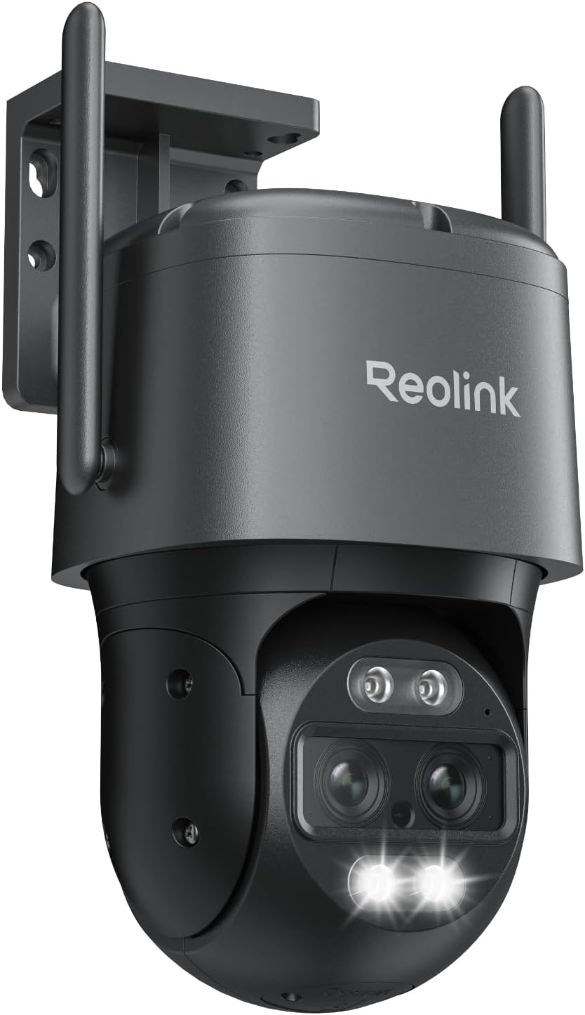 Reolink 4K PTZ Dual Lens Outdoor WiFi Surveillance Camera, Wi-Fi 6 Dual-Band 2.4/5GHz, 6X Zoom, Intelligent Detection, Automatic Tracking, Night Vision Colour, TrackMix WiFi Grey