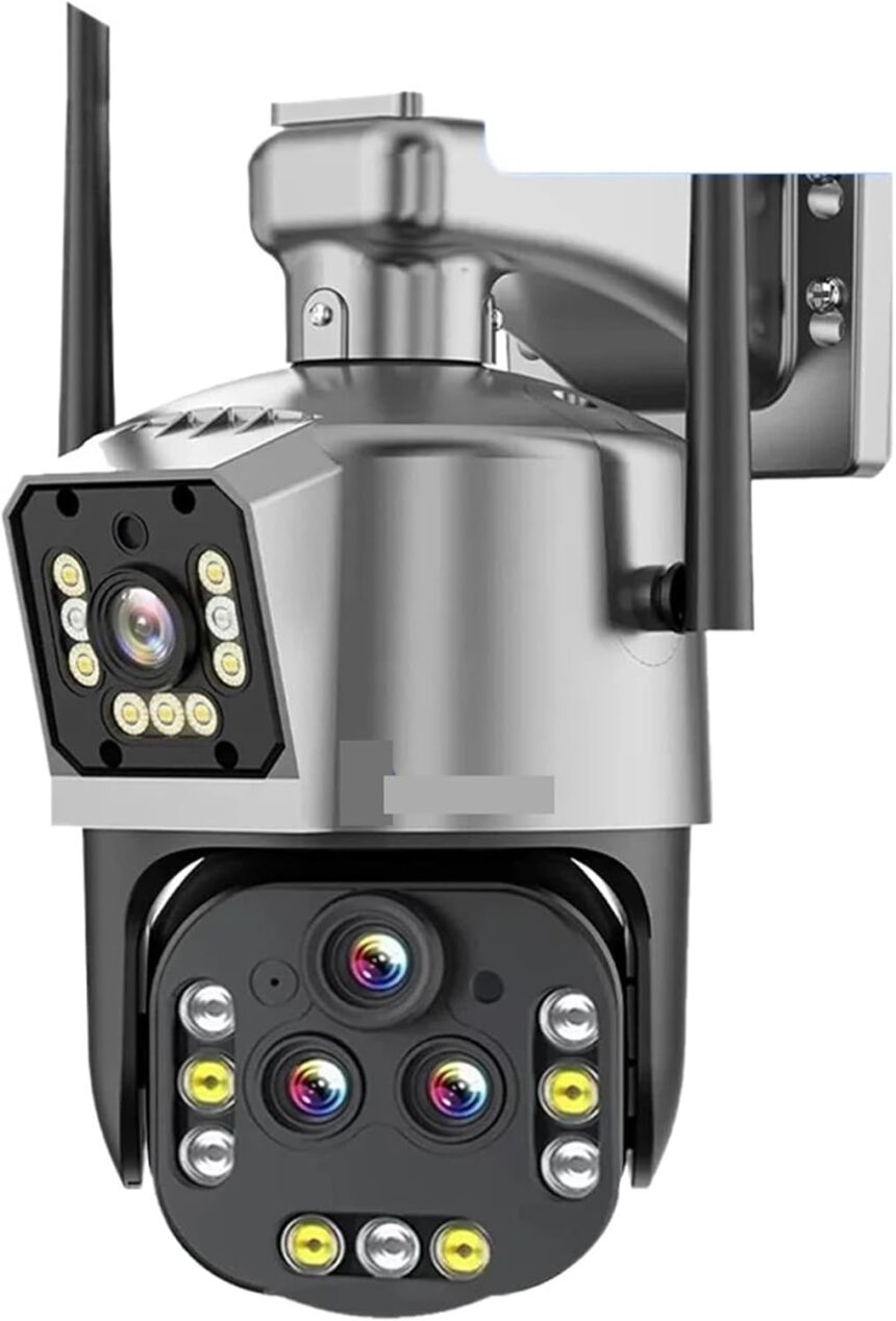 JOLIANE 8K 16MP P2P Home Camera Wif 20X PTZ Zoom AI Track Four Lens Camera Security Protection Color Night Vision Mini Street 360° for Home Security (8K 20X NO SD Card)