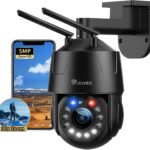 Ctronics 5MP 30X Optical Zoom Metal Outdoor WiFi Surveillance Camera 5/2.4Ghz, PTZ IP Camera 150 m Colour Night Vision, Auto Cruise & Zoom, Audible and Light Alarm, IP66 (Black)