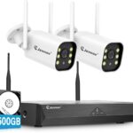 Jennov 5MP Outdoor Surveillance Camera Kit, 10CH 5MP NVR with 2x 5MP WiFi Camera with 120° Wide Angle, 24/7 Recording, Human Detection, Two-Way Audio, Night Vision Colour, 500G HDD