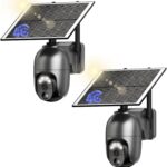 NUASI 4G Wireless Outdoor Surveillance Camera, 2K Solar Camera with SIM Card【2 Pieces】 PIR Motion Detection, Colour Night Vision, 360° PTZ, Two-Way Audio, IP66