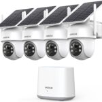 ANSQUE 2K Wireless Wireless WiFi Surveillance Camera with Battery, 4 Cameras Kit with Homebase, Zero Cool, PTZ 360°, Automatic Monitoring, Colour Night Vision, Sound Light Alarm