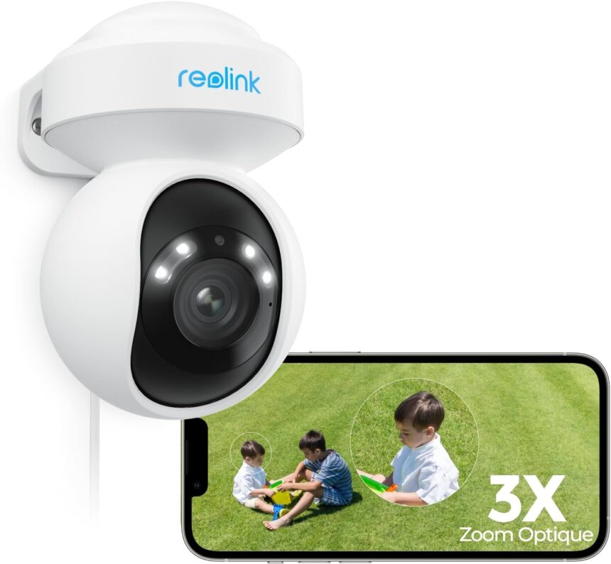 Reolink 4K PTZ Wi-Fi 6 Outdoor Surveillance Camera Optical Zoom 3X Auto Tracking, Human/Vehicle/Animal Detection, Colour Night Vision 2.4/5GHz Two-Way Audio, E1 Outdoor Pro