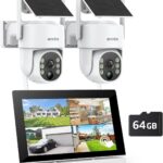 ANNKE Wireless Surveillance Kit with 7" LCD Screen, 4CH 5MP NVR with IPS Touch Screen, 2 x 4MP PT Outdoor Solar Cameras WiFi, Night Vision Color Human Detection, Two-Way Audio
