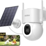 AOSU 3K 5MP Wireless Outdoor WiFi Surveillance Camera, High Capacity Mobile Solar Panel, 360° PTZ, AI Detection Person, Car, Animal, Wire Mesh Area Protection, Sound and Light Alarm