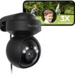 Reolink 5MP PTZ Outdoor WiFi Surveillance Camera Optical Zoom 3X Automatic Tracking Human Detection Night Vision Color 2.4GHz 5GHz Audio Bidirectional Cloud, E1 Outdoor Black