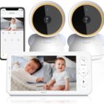 ARENTI Babyphone 2 Camera 2K 3MP, 5 Inch Video Monitor for Baby, WiFi Baby Surveillance Camera with Split Screen, Two-Way Audio, Night Vision, Night Light, Lullabies, Intelligent Detection