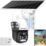 GENBOLT 3G/4G LTE 2.5K Wireless Outdoor Solar Surveillance Camera, 4G Battery Surveillance Camera SIM Card 8W 15600mAh, CCTV IP Camera Without WiFi Dual Lens