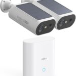 AOSU 2K Wireless Outdoor Surveillance Camera, Base+ 2 Cam, No Monthly Fee, 3MP WiFi Solar Camera with Battery, Integrated Solar Panel, Night Vision Colour, Motion Detector