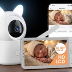CZEview 2K Baby Monitor Camera & 5.5 Inch HD Ultra Large Monitor, Top Image Quality, 360°, APP, Night Light & Music, Night Vision, Baby Video Camera, Motion Crying Detection (1 Camera Included)
