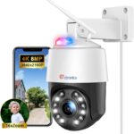 Ctronics 4K 8MP 16X Optical Zoom Outdoor WiFi Surveillance Camera with Auto Scan/Tracking/Zoom, 2.4/5Ghz WiFi IP PTZ Camera Detection Human/Vehicle/Animal, 60M Night Vision, TF/Cloud, IP66