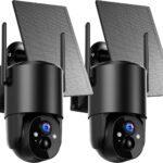 2 Pack Outdoor Wireless Solar WiFi Surveillance Camera: 2K Outdoor Surveillance Camera Battery 360° Rotation Wireless Outdoor Security Camera with Solar Panel PIR Alarm IP66