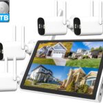 ANTELA Outdoor WLAN Surveillance Camera with 10'' Screen Wireless NVR, 4PCS 3MP PTZ WiFi Cameras with 2-Way Audio, Colour Night Visualization, Remote View, App&Mail Alarm, 1TB HDD Included
